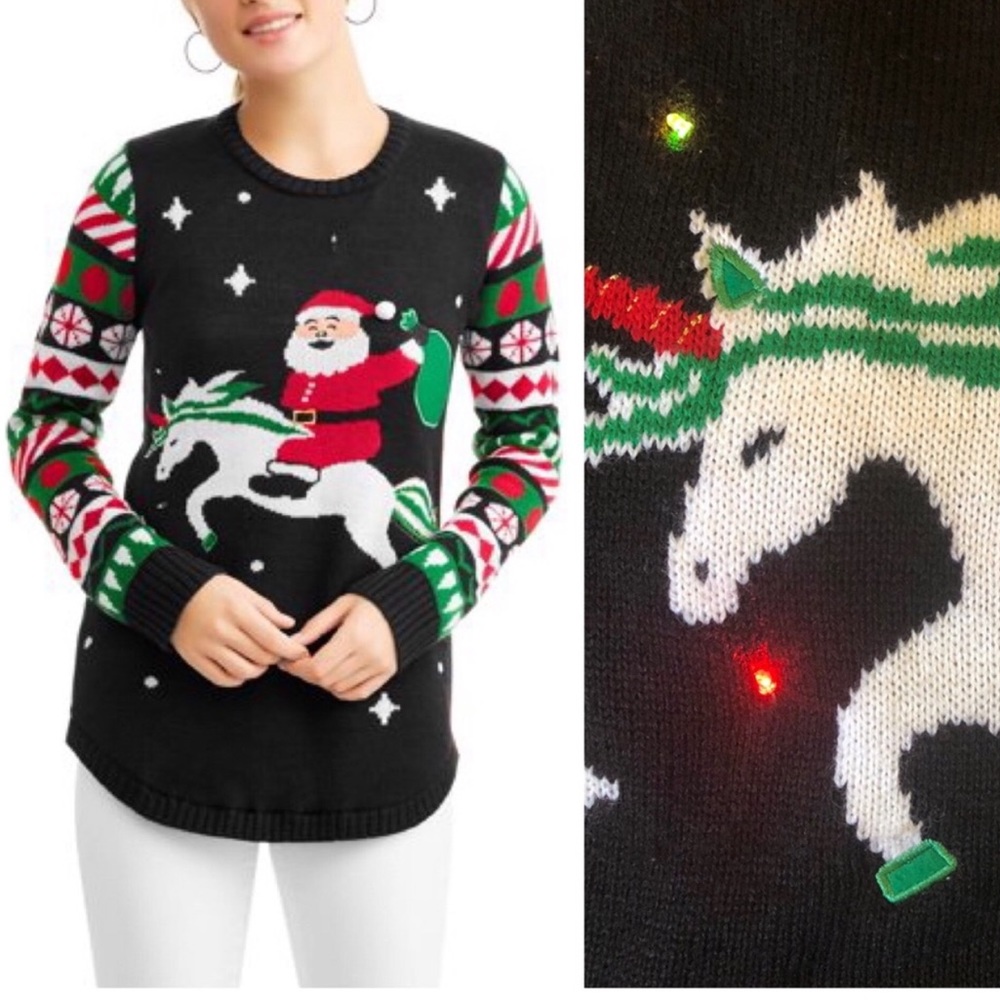 ‼️SOLD‼️Santa Unicorn Christmas Sweater w Lights